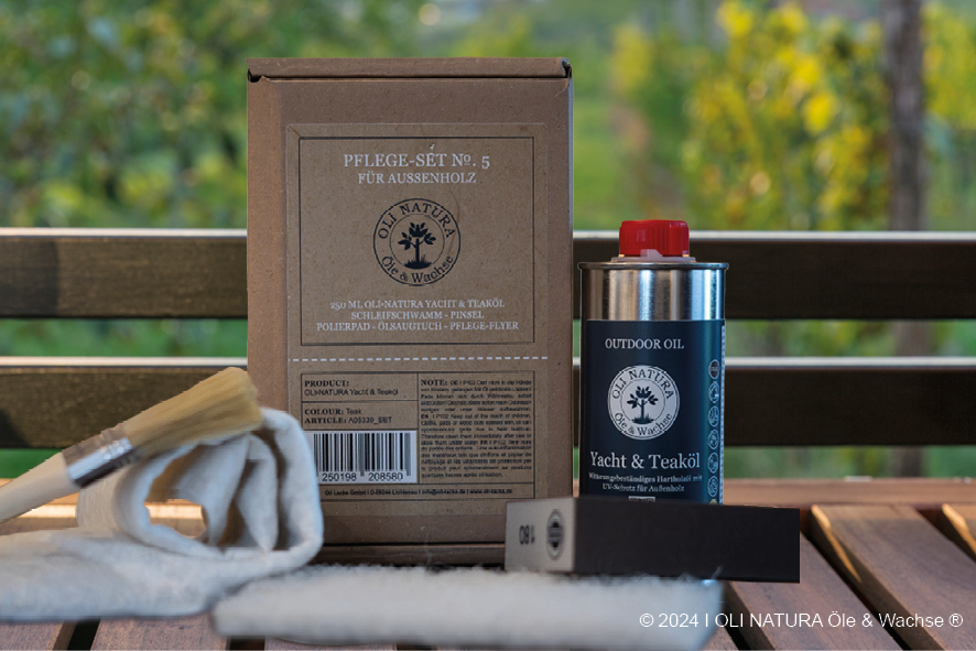 OLI-NATURA Pflege-Set No. 5 - Das ideale Pflege-Set für Ihre Holz-Gartenmöbel: 