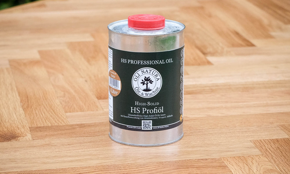 VOC-freies HS Profiöl von OLI-NATURA – lösemittelfrei, zertifiziert und ideal für nachhaltigen Innenausbau.