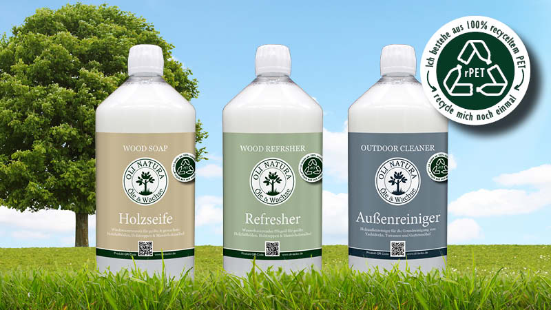 OLI-NATURA Öle & Wachse wird ab Mai 2021 seine Kunststoffflaschen auf 100 Prozent recyceltem PET (rPET) umstellen