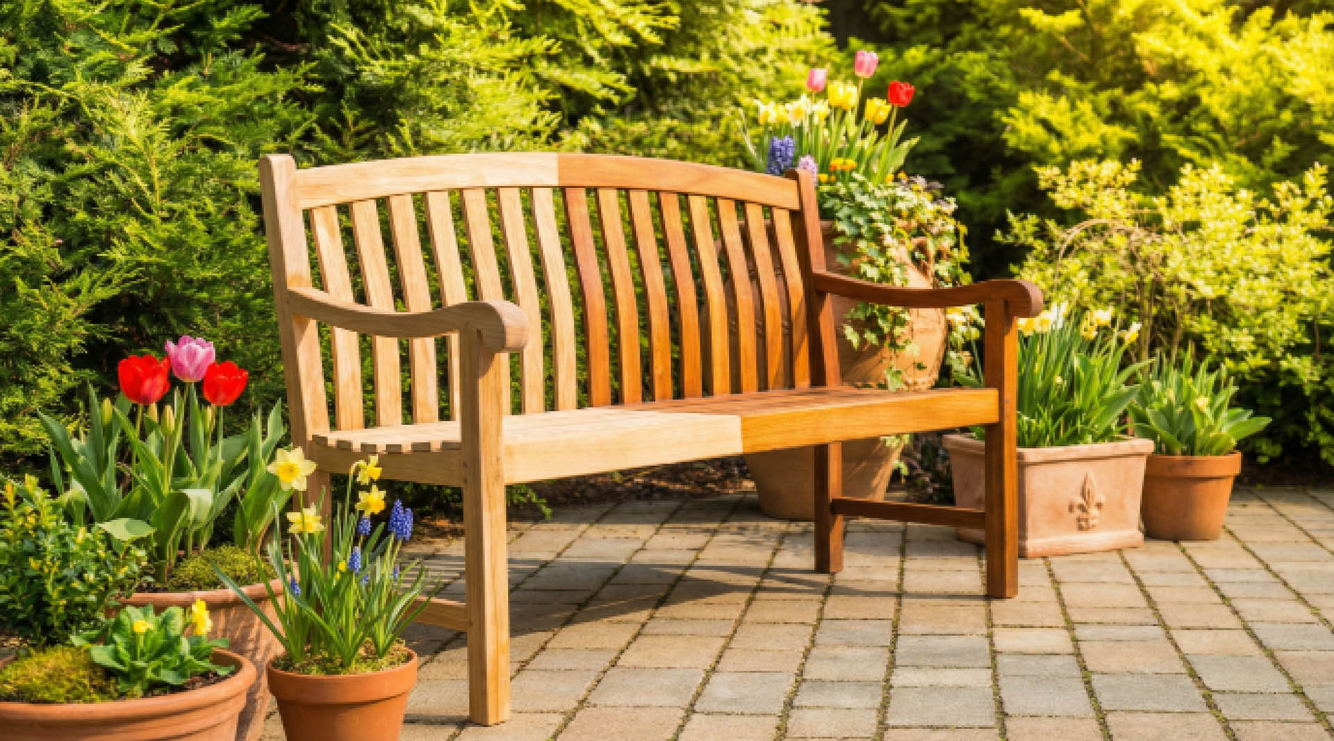 Teakbank reinigen und ölen: Gartenmöbel richtig pflegen