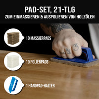 Pad-Set 21-teilig – Perfekt zum händischen Einmassieren & Auspolieren von Holzölen