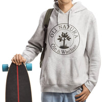 Grauer Hoodie mit schwarzem OLI-Logo