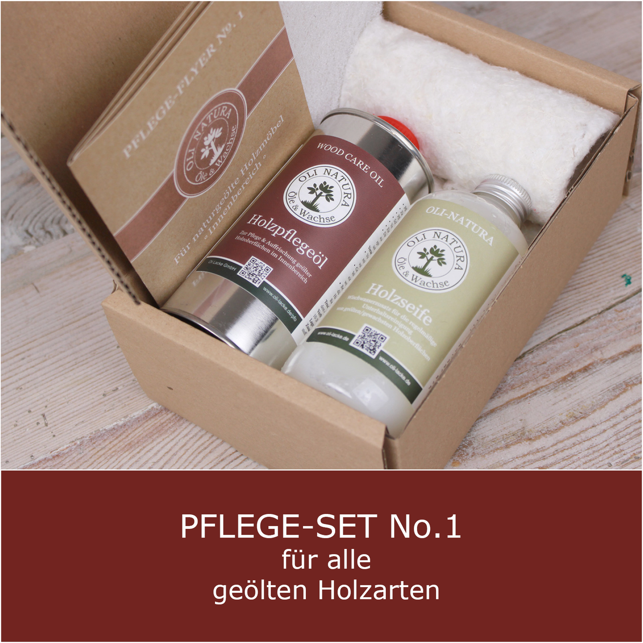 Pflege-Set von OLI-NATURA für die Pflege und Reinigung von geölten Holzoberflchen