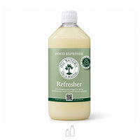 Refresher Pflegeöl für geöltes Holz in der 1-Liter-rPET-Flasche mit grünem Etikett von OLI-NATURA. 