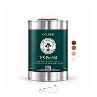 OLI-NATURA COLOUR HS Profiöl im 1-Liter-Metallgebinde mit grünem Etikett und rotem Verschluss auf weißem Hintergrund.