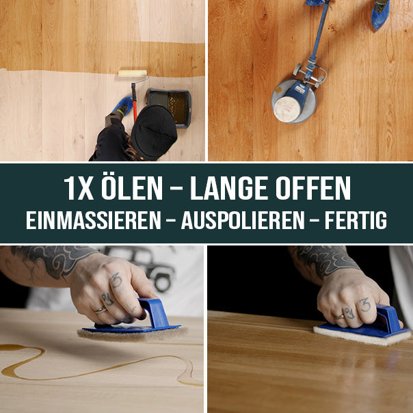 OLI-NATURA HS Profi Oil – geeignet für alle Holzarten wie Eiche, Olive und Nussbaum.