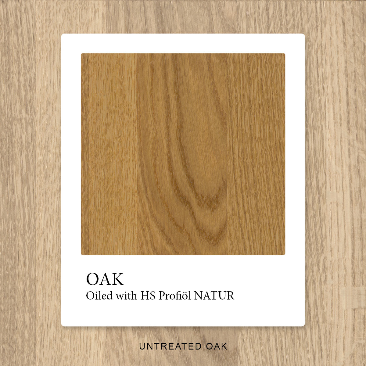 Eiche mit OLI NATURA® HS Profiöl NATUR geölt, mit vertieftem Holzton und betonter Maserung – unbehandelte Eiche im Hintergrund