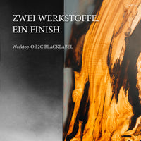 Holz und Epoxidharz mit einheitlichem mattem Finish nach der Behandlung mit Worktop-Oil 2C