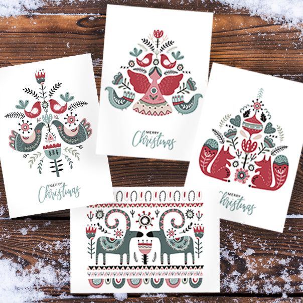 4er-Weihnachtskarten-Set HYGGE