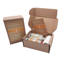 Holz-Pflegebox von Oli-Natura mit Holzpflegewachs, Holzseife und Ölsaugtuch